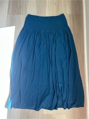 J. Jill Teal Blue Maxi Skirt with Smocked Waist